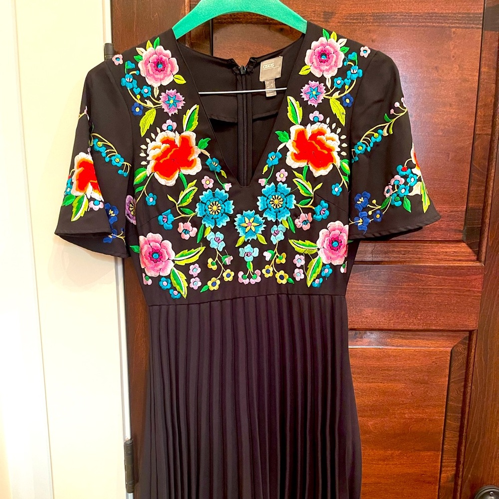 Pleated bottom mini dress